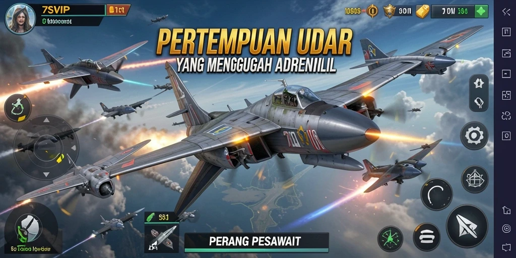 Tampilan antarmuka 7SVIP yang menawan saat bermain Perang Pesawat.