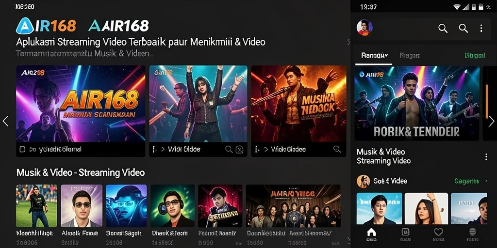 Tampilan antarmuka AIR168 yang memudahkan akses video dan musik.