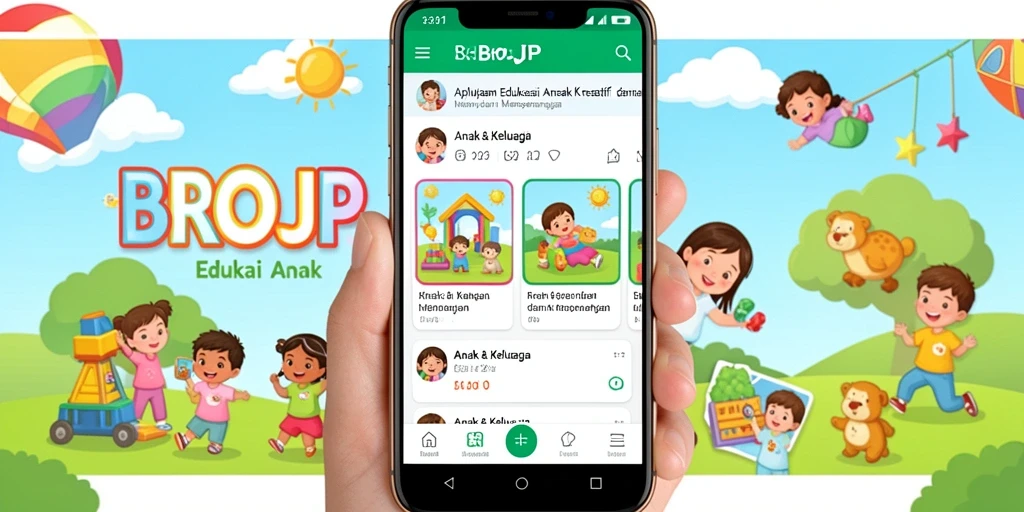 Antarmuka aplikasi BROJP yang menarik dan edukatif untuk anak.