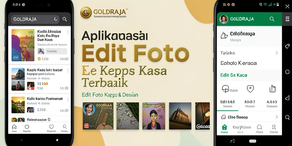Antarmuka GOLDRAJA yang intuitif dengan fitur edit foto kertas kaca.