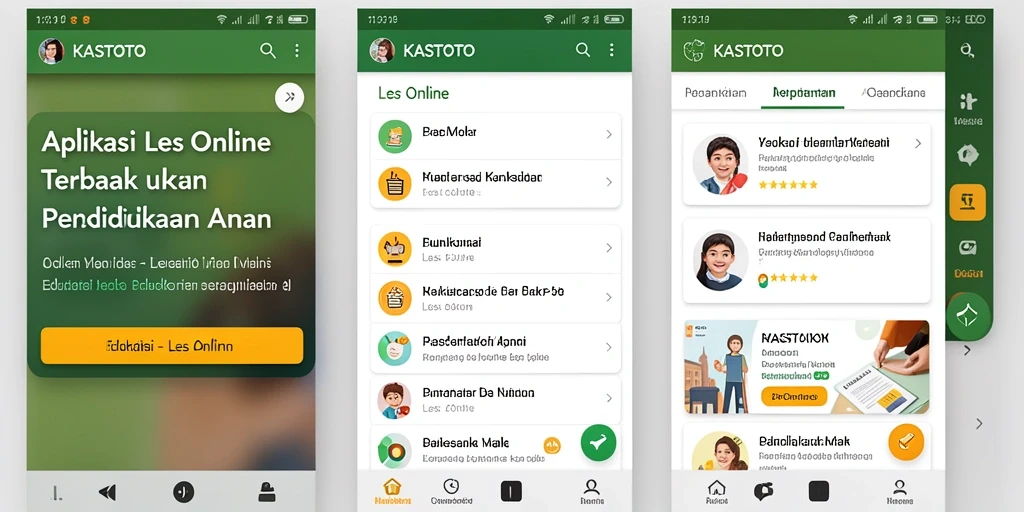 Antarmuka KASTOTO yang bersih dan sederhana untuk Les Online.