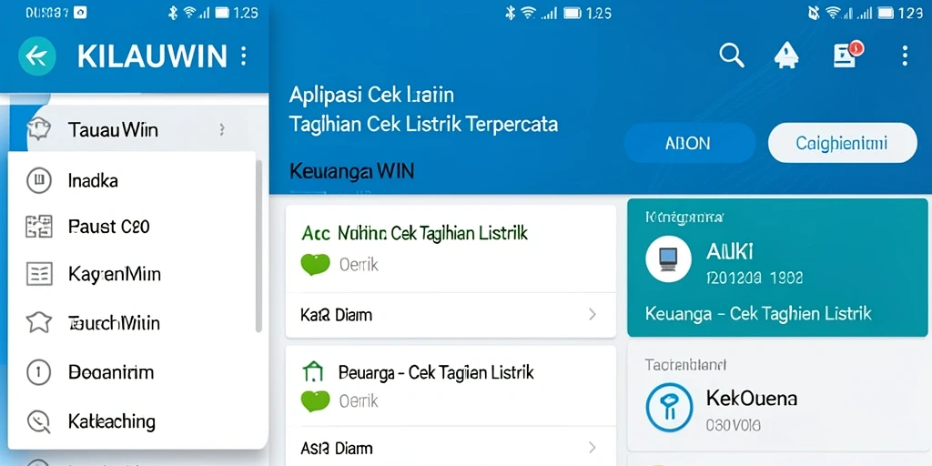 Antarmuka aplikasi KILAUWIN untuk cek tagihan listrik.