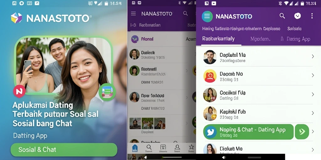 Antarmuka utama NANASTOTO yang menarik dan sederhana untuk navigasi aplikasi Dating.