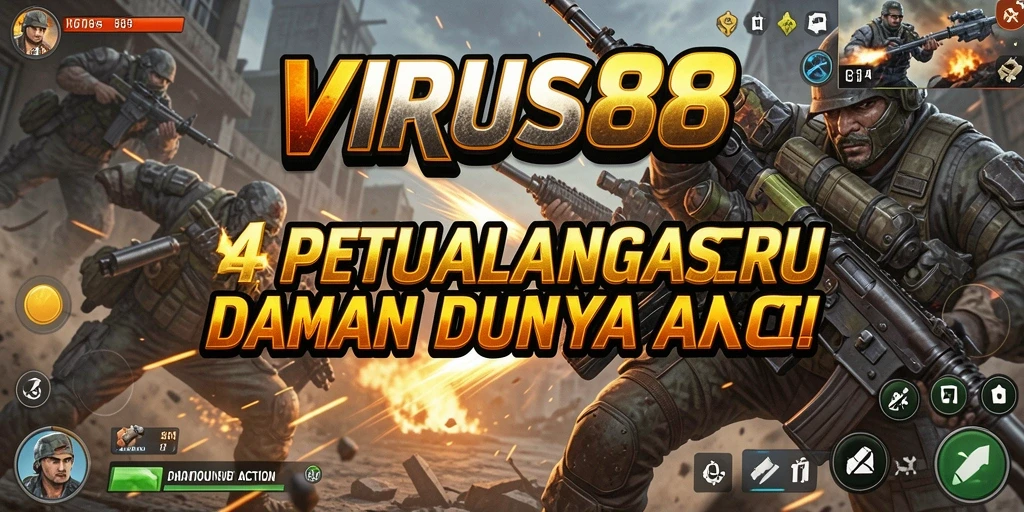 Tampilan antarmuka <strong>VIRUS88</strong> yang menarik dengan grafis 3D yang memukau.